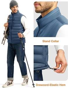 Vente directe d'usine Meilleures ventes Veste d'hiver décontractée pour homme Vêtement d'extérieur de haute qualité Respirant Fermeture éclair personnalisée Col en V Gilet matelassé 100% - Product Image 4