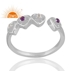 แหวนพลอยโทแพซธรรมชาติสีเงินสเตอร์ลิงและพลอยบุษราคัมสีขาวดีไซน์ใหม่ของขวัญตามสั่งสำหรับผู้หญิง - Product Image 1