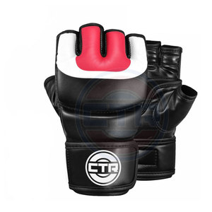 Gants de MMA en cuir personnalisables de haute qualité 8oz à demi-doigts CTR SPORTS – Nouveau style pour l'entraînement avec votre propre logo et fonction tactile - Product Image 1