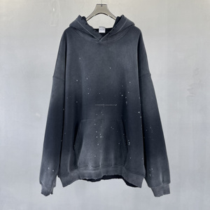 Sudadera con Capucha Personalizada de Corte Cuadrado, 360 Gsm, Dobladillo sin Rematar, Estilo Desgastado, Bordado, Lavado Ácido, para Hombre - Product Image 3