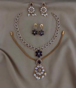 Conjunto de collar con acabado mate CZ, perfecto para bodas, ocasiones especiales, collar de fiesta con pendientes, calidad superior - Product Image 2