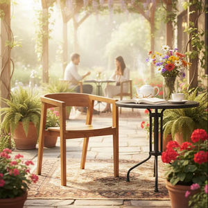 SOLOBEAT Solid <b>Wood</b> <b>Arm</b> <b>Chair</b> Eco-Friendly Minimalist Modern <b>Dining</b> Accent <b>Chair</b> for Restaurant Living Room Farmhouse Outdoor - Product Image 1