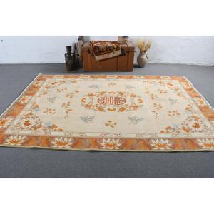 Alfombra Vintage, Alfombra Turca Grande de 5.3x9.4 pies, Alfombra Marroquí de Lana Naranja y Azul - Product Image 3