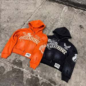 OEM Logo Personnalisé Vintage Distressed Street Sweat à Capuche pour Femmes Polaire 3D DTG Motif Imprimé Méthode Embossée - Product Image 5