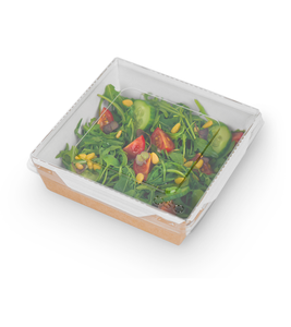 Bol à salade en papier kraft de qualité supérieure OSQ OpSalad 900 avec couvercle transparent anti-fuite pour la présentation de plats à emporter, logo personnalisé - Product Image 1