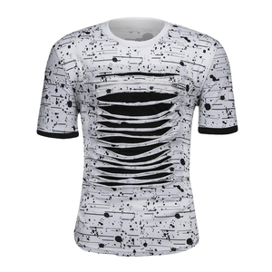 <b>Novelty</b> 3D print men's with ripped graphic for streetwear style short sleeve casual top trending product men sublimated <b>shirts</b> - Product Image 2