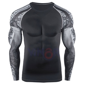 High Quality Breathable Long Sleeve <b>Compression</b> Gym <b>Shirt</b> for Men Hot Trending Rash Guard with <b>Custom</b> Logo Plain Fabric <b>Design</b> - Product Image 2