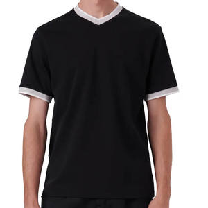 Camisetas básicas lisas con cuello en V de algodón de alta calidad para hombre, camiseta de microfibra estampado con logotipo personalizado - Product Image 3