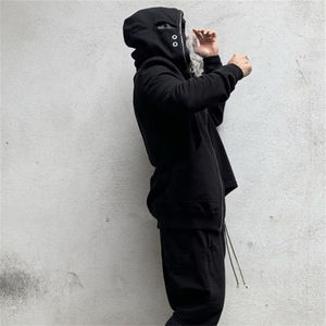 Sudadera con Capucha de Algodón 100% Ecológica de Invierno con Diseño Único Personalizado OEM, Cierre Completo, Máscara de Tiburón con Cuatro Orificios y Pedrería - Product Image 3