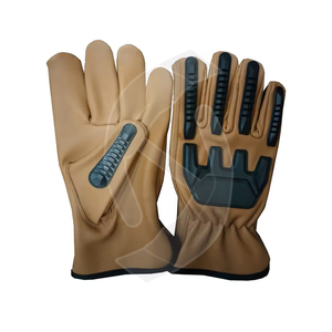 Gants de travail mécaniques de niveau 5 de protection contre les coupures en cuir de vache de qualité industrielle, résistants aux chocs, imperméables, respirants, pour le travail dans les champs pétrolifères, avec protection TPR - Product Image 1
