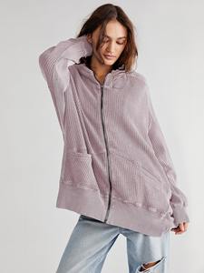 Manteau à capuche zippé personnalisé décontracté pour femmes hiver pour l'extérieur vêtements de maison Sublimation manches longues sweats à capuche pour femmes - Product Image 4