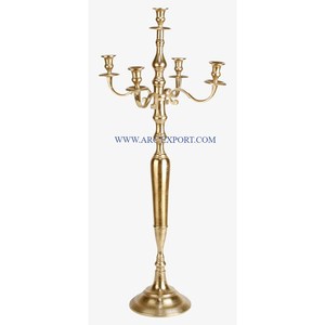 Candélabre de décoration de table poli miroir en acier inoxydable 5 bras Chandelier en métal de grande taille de conception standard - Product Image 4