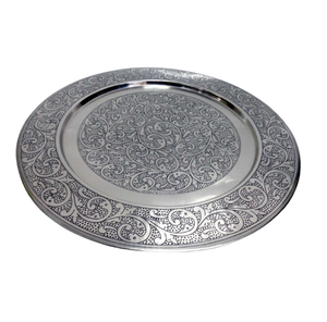 Meilleur prix de vente Assiette ronde en aluminium pour la décoration et le service Plat de taille standard de couleur gris antique fait à la main - Product Image 6