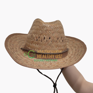 Wholesale Sustainable Reusable Summer Straw Cowboy <b>Hat</b> with Lace for Children Stylish Unisex Design for Fishing Sun Protection - Product Image 2