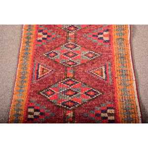 Tapis turc vintage 2,1x11,5 pi (64x349 cm), tapis persan rouge Herki - Product Image 3