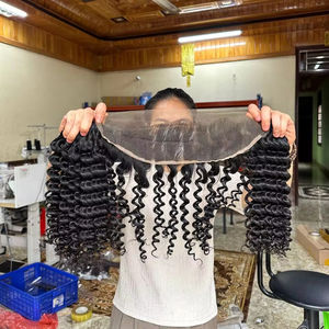 Black Natural <b>Curly</b> <b>Bundles</b> With Closure Vietnamese Human Hair Human Extensions <b>Bundles</b> Ready to Ship - Product Image 1