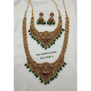 Juego de Joyería Nupcial Tradicional del Sur de la India de Alta Calidad, Diseño de Flor con Circones, Chapado en Oro, Último Diseño para Bodas y Fiestas - Product Image 1