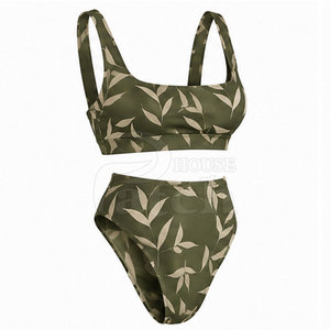 Conjunto de Bikini de Dos Piezas para Mujer, Estilo Moderno, Cintura Alta, Material Elástico, Traje de Baño para Playa, Piscina y Vacaciones - Product Image 2