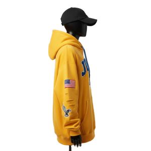 Sweat à capuche oversize pour femme en coton premium et polaire polyester 320 GSM, couleur moutarde, broderie chenille, logo personnalisé, sweat à capuche basique - Product Image 3