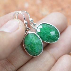 Classical <b>Earrings</b> Jewelry For Women Silver Boho Style Jewelry 925 Sterling Silver Emerald Gemstone <b>Handmade</b> <b>Earrings</b> Gift Wife - Product Image 6