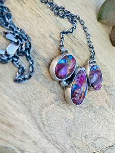 Navajo Sterling Silver Pink Dream Mohave Collar Chapado en oro y rodio Firmado - Product Image 6