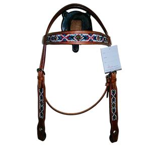 Tête de bêteau en cuir de qualité supérieure, très vendue, avec perles, pour l'équitation, à prix abordable - Product Image 1