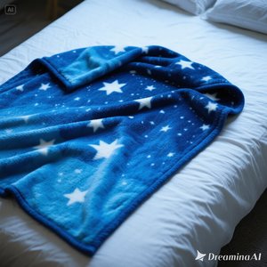 Manta de lana suave de noche estrellada de lujo, manta azul acogedora con diseño de estrella blanca, tamaño King - Product Image 5