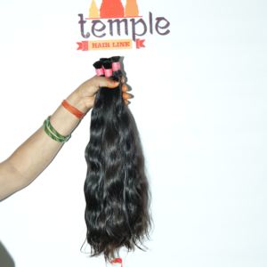 Extensiones de cabello humano de trama a granel de la India, estilos ondulados de cuerpo recto alineados con cutícula, venta al por mayor, procesamiento químico de Temple Virgin - Product Image 3