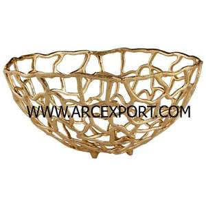 Tazón de fruta con ramas de aluminio y metal al por mayor, mesa chapada en oro y metal de calidad de lujo, mesa de comedor decorativa para el hogar, cuencos para servir - Product Image 3