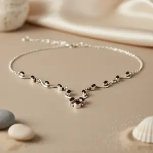 Collar de Cuentas de Plata 925 para Mujer, Joyería de Uso Diario con Cadenas Elegantes para Bodas - Product Image 1