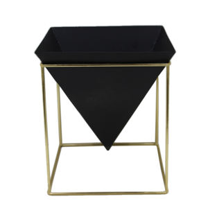 Lot de 2 jardinières décoratives en métal avec support en laiton plaqué moyen jardinières de salon pour décorations de maison et de jardin - Product Image 2