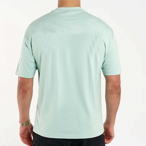 Camiseta de algodón pesado liso de talla grande, Camiseta de cuello simulado con logotipo estampado personalizado Unisex, camisetas de gran tamaño para hombre, servicio OEM - Product Image 4