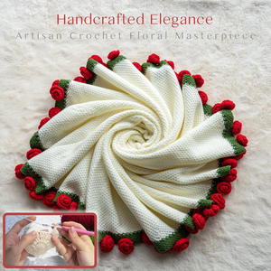 Manta de Flores de Rosa Tejida a Crochet, Hecha a Mano, para el Hogar - Product Image 6