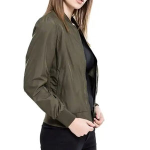 Chaqueta de satén para mujer, chaqueta de bombardero Unisex, chaqueta de bombardero de satén transpirable OEM para mujer, ropa de manga larga con logotipo personalizado para invierno - Product Image 3