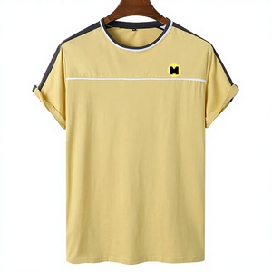 เสื้อยืดเจอร์ซีย์แบบสั่งทำรุ่นใหม่ ทรงเข้ารูป ผ้าถักโพลีเอสเตอร์/คอตตอน ดีไซน์เรียบง่าย แขนสั้น OEM คอกลม สำหรับผู้ชาย แห้งเร็ว - Product Image 1