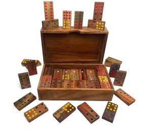 Colored <b>Wooden</b> Domino Game Set Double Six Dominoes Eco-Friendly ILAHI's Brand with <b>Wooden</b> <b>Box</b> and 28 Pcs High Quality - Product Image 1