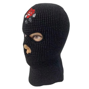 Masque de ski en acrylique à un trou, chapeaux d'hiver en tricot unisexe, logo brodé personnalisé, masque facial cagoule pour hommes, populaire OEM Offre Spéciale - Product Image 1