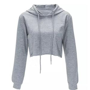 Sweat-shirt à capuche court en coton/fibre de bambou pour femme, vêtement d'hiver respirant, vente en gros, doublure avant avec badge - Product Image 6