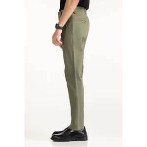 Pantalon Chino Slim Fit en Toile Vert Foncé Aviator 100% Coton MN-TRC-SS25-017 Style Formel Coupe Droite Logo Personnalisable sur le Côté - Product Image 3