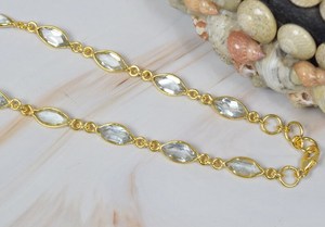 Wholesale <b>Solid</b> 925 Sterling <b>Silver</b> Natural Blue Topaz Faceted Gemstone 18K Gold Plated Overlay Necklace & Convertible <b>Bracelets</b> - Product Image 2