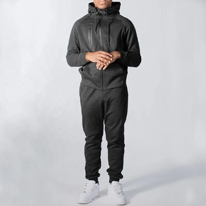Nuevo chándal informal de moda para hombre, sudadera con capucha y cremallera y pantalones de chándal con cordón, conjunto de dos piezas para hombre, deportes para correr al aire libre Ou - Product Image 1