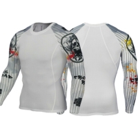 Camisetas de Compresión de Poliéster con Logotipo Personalizado, Sublimadas, para Surf, Buceo, BJJ, MMA, Unisex, UPF 50, Secado Rápido, Transpirables