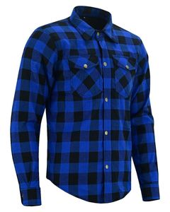 La mejor camisa de franela de moto de invierno para hombre % algodón negro/azul a cuadros bolsillos con cremallera forros de protección transpirables de moda - Product Image 2