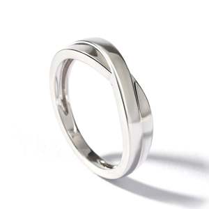 Jeulia Sterling <b>Silver</b> Crossover Couple Wedding <b>Rings</b> with Zircon and Gold Plating - Product Image 4