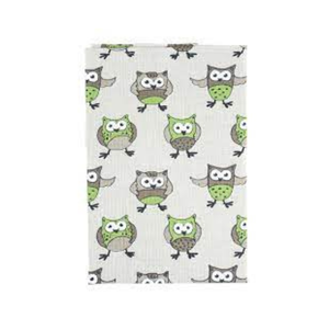 Olive Green Owls Motif Print Frost Algodón orgánico OEKO TEX Certificado Golf Stripe Rapid Dry Soft Touch Toallas de cocina sostenibles - Product Image 1