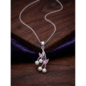 จี้มุกเงินรูปทรงเพชรทรงมาร์ควิสพร้อมสายโซ่ - Product Image 2
