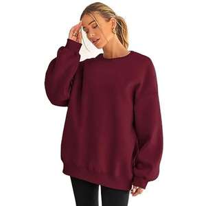 Sudadera de mujer de alta calidad 100% algodón de talla grande sudadera de algodón personalizado cuello redondo rosa sólido en blanco - Product Image 6