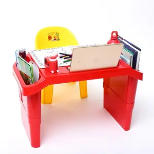 Bandeja de servicio de mesa de desayuno con espacio de almacenamiento adicional para libros, material plástico, regazo plegable, escritorio portátil para ordenador portátil para niños