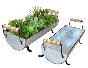 Jardinière carrée galvanisée en métal Pots et jardinières de jardin de style classique de couleur naturelle pour la maison et le jardin - Product Image 1