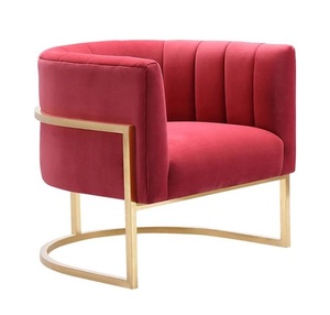 Silla para el hogar de diseño de lujo TRening con tapa de terciopelo rojo, soporte dorado brillante de metal, uso en eventos de hotel, silla para el hogar, tarifa barata - Product Image 1